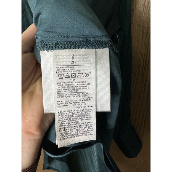 NWT Old Navy Womens Loose Satin Button-Down Shirt Dark Green Size Small‎ Office - Picture 5 of 6